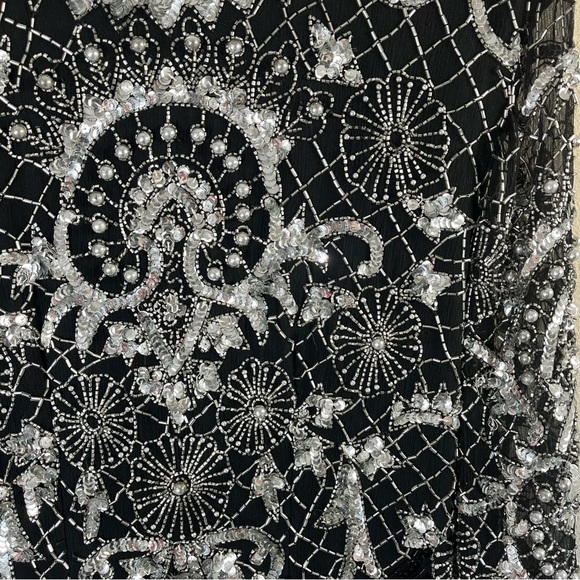 VINTAGE CHAMPELLYSE Great Gatsby Beaded Cocktail Long Sleeve Midi Dress - Picture 7 of 13